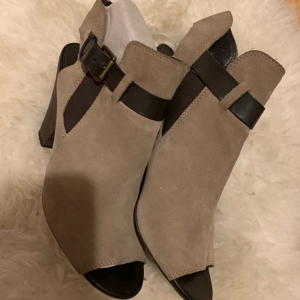 Franco Sarto Open-Toe Suede Booties - Picture 5 of 5